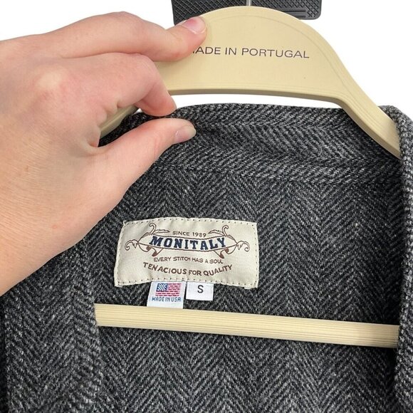 Monitaly AW 16 Size S Men's Jacket Grey Wool Blend Side Closure Wrap Style - Picture 9 of 13